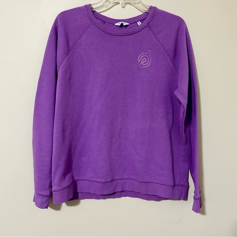 Peloton Pullover Sweatshirt Purple w/ pink & white logo size medium. - Picture 2 of 3